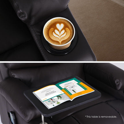 8-Point Electric Massage Recliner Chair - PU Leather Electric Lounge Sofa Armchair HARLOW BROWN.
