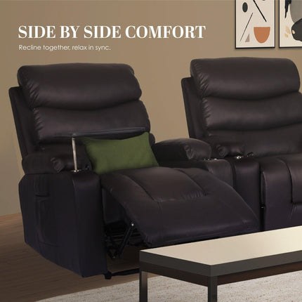 8-Point Electric Massage Recliner Chair - PU Leather Electric Lounge Sofa Armchair HARLOW BROWN.