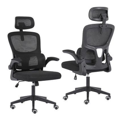 Work Office Chair - Lumber Support, Flip-up Armrest, Adjustable Headrest SITIO - Black.