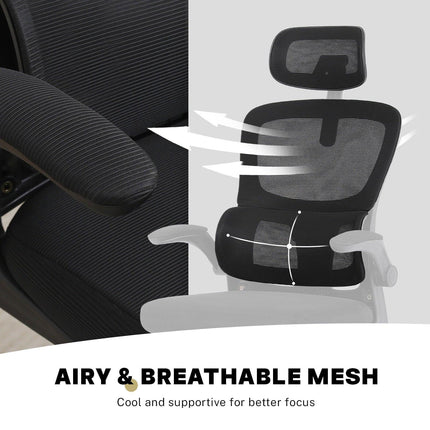 Work Office Chair - Lumber Support, Flip-up Armrest, Adjustable Headrest SITIO - Black.