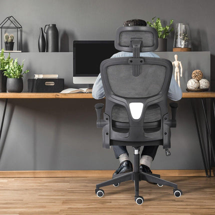 Work Office Chair - Lumber Support, Flip-up Armrest, Adjustable Headrest SITIO - Black.