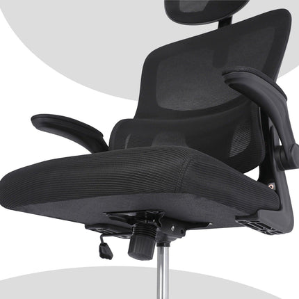Work Office Chair - Lumber Support, Flip-up Armrest, Adjustable Headrest SITIO - Black.