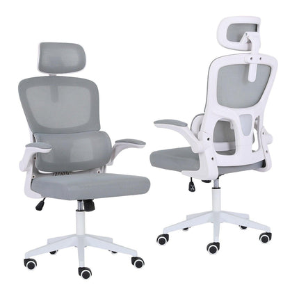 Work Office Chair - Lumber Support, Flip-up Armrest, Adjustable Headrest SITIO - GREY.