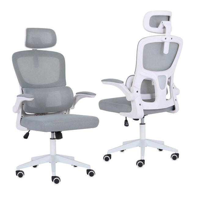 Work Office Chair - Lumber Support, Flip-up Armrest, Adjustable Headrest SITIO - GREY.