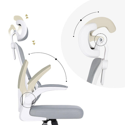 Work Office Chair - Lumber Support, Flip-up Armrest, Adjustable Headrest SITIO - GREY.
