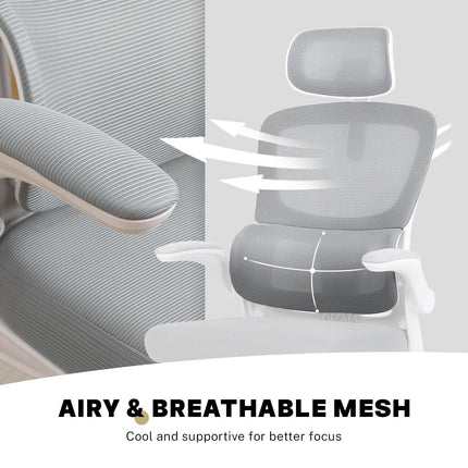 Work Office Chair - Lumber Support, Flip-up Armrest, Adjustable Headrest SITIO - GREY.