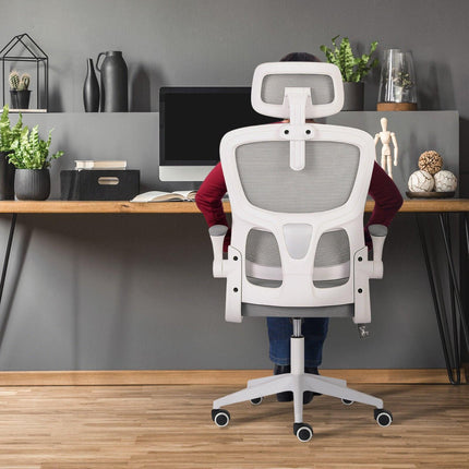 Work Office Chair - Lumber Support, Flip-up Armrest, Adjustable Headrest SITIO - GREY.