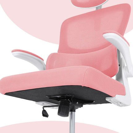 Work Office Chair - Lumber Support, Flip-up Armrest, Adjustable Headrest SITIO - Pink.
