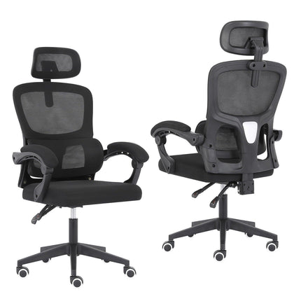 Ergonomic Reclining Office Chair - Lumbar Support, Adjustable Headrest VELTRA - BLACK.