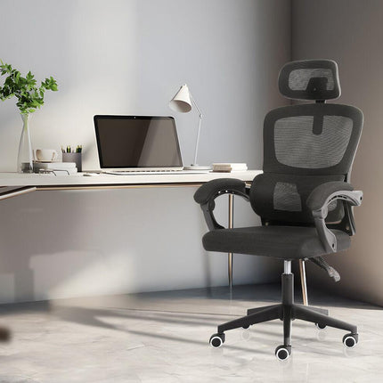 Ergonomic Reclining Office Chair - Lumbar Support, Adjustable Headrest VELTRA - BLACK.