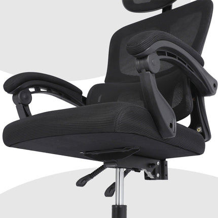 Ergonomic Reclining Office Chair - Lumbar Support, Adjustable Headrest VELTRA - BLACK.
