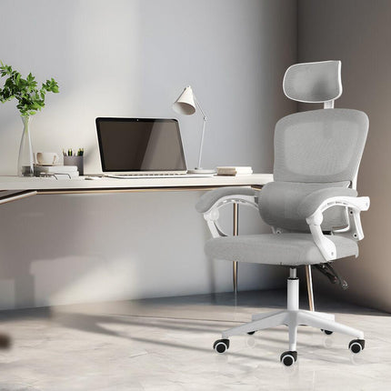 Ergonomic Reclining Office Chair - Lumbar Support, Adjustable Headrest VELTRA - GREY.