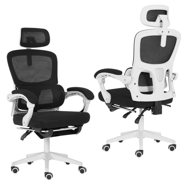 Ergonomic Reclining Office Chair - Footrest, Lumbar Support, Adjustable Headrest VELTRA - BLACK.