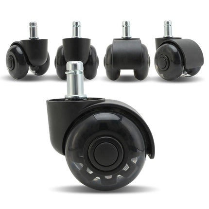 5X 2'' Twin Wheel Office Chair Casters - Slient Smooth, 11x22mm Stem.