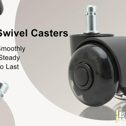 5X 2'' Twin Wheel Office Chair Casters - Slient Smooth, 11x22mm Stem.
