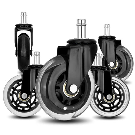 5X 3'' Rollerblade Style Wheels Office Chair Casters - Slient Smooth, 11x22mm Stem.