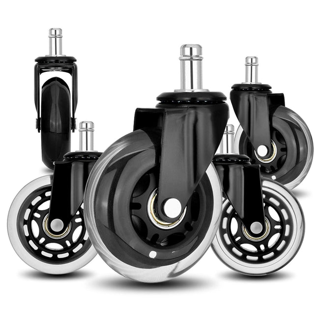 5X 3'' Rollerblade Style Wheels Office Chair Casters - Slient Smooth, 11x22mm Stem.