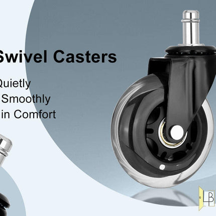 5X 3'' Rollerblade Style Wheels Office Chair Casters - Slient Smooth, 11x22mm Stem.
