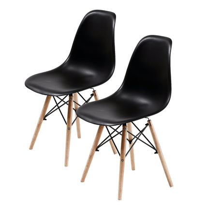 2X Retro Dining Cafe Chair DSW BLACK.