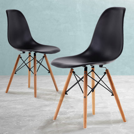 2X Retro Dining Cafe Chair DSW BLACK.