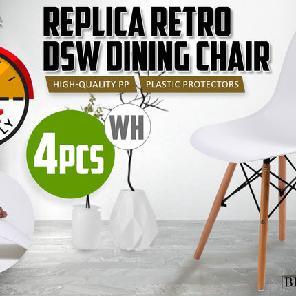 4X Retro Dining Cafe Chair DSW WHITE.