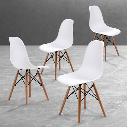 4X Retro Dining Cafe Chair DSW WHITE.
