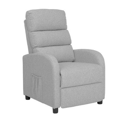 Home Recliner Chair - Linen Fabric Sofa Lounge Armchair SHILOH GREY.