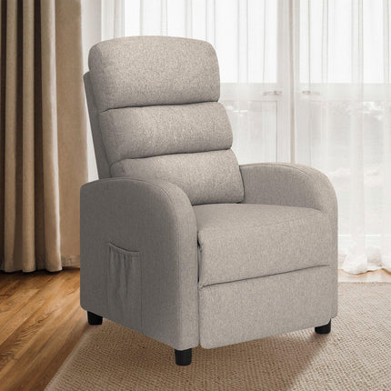 Home Recliner Chair - Linen Fabric Sofa Lounge Armchair SHILOH GREY.