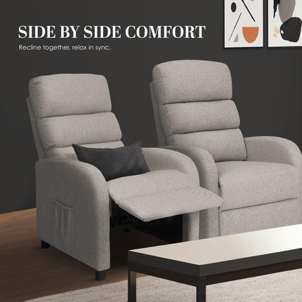 Home Recliner Chair - Linen Fabric Sofa Lounge Armchair SHILOH GREY.