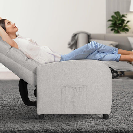 Home Recliner Chair - Linen Fabric Sofa Lounge Armchair SHILOH GREY.