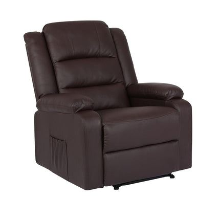 Home Recliner Chair - PU Leather Sofa Lounge Armchair MARLO BROWN.