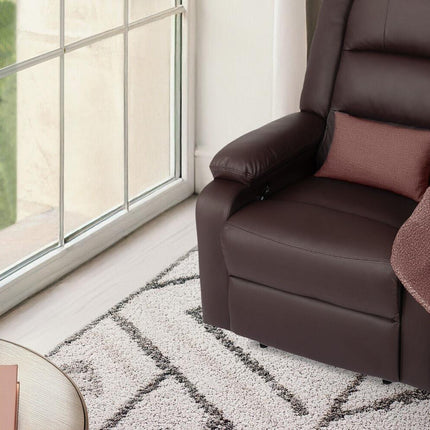 Home Recliner Chair - PU Leather Sofa Lounge Armchair MARLO BROWN.