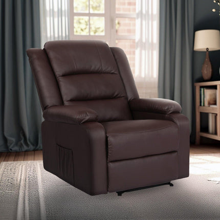 Home Recliner Chair - PU Leather Sofa Lounge Armchair MARLO BROWN.