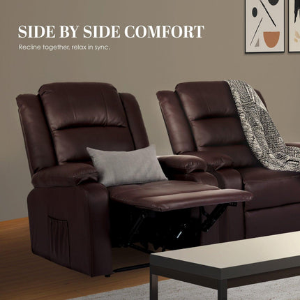 Home Recliner Chair - PU Leather Sofa Lounge Armchair MARLO BROWN.