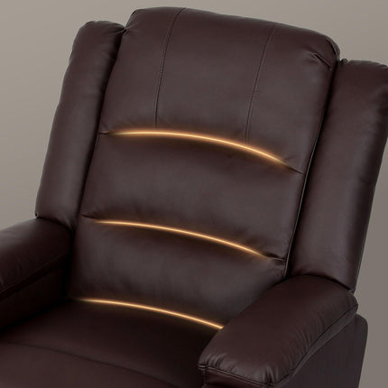 Home Recliner Chair - PU Leather Sofa Lounge Armchair MARLO BROWN.