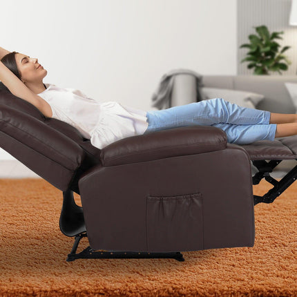 Home Recliner Chair - PU Leather Sofa Lounge Armchair MARLO BROWN.
