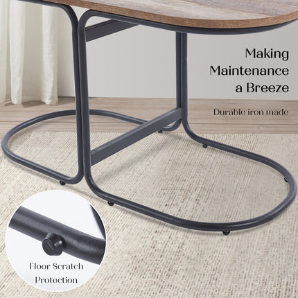 3 Piece Set Coffee Table & Ottoman Wood Side End Table Industrial - Black.