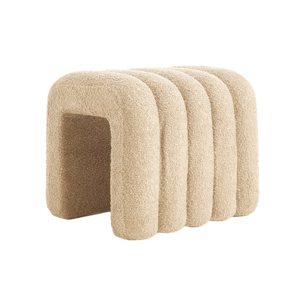 Ridge Arch Ottoman Stool Teddy Fleece Fabric Foot Rest 45cm BEIGE.