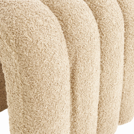 2X Ridge Arch Ottoman Stool Teddy Fleece Fabric Foot Rest 45cm BEIGE.