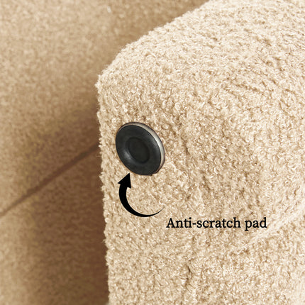 2X Ridge Arch Ottoman Stool Teddy Fleece Fabric Foot Rest 45cm BEIGE.