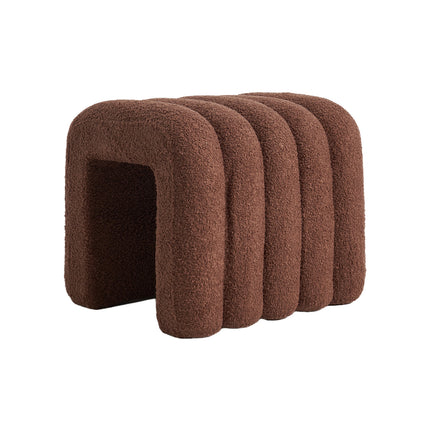Ridge Arch Ottoman Stool Teddy Fleece Fabric Foot Rest 45cm BROWN.