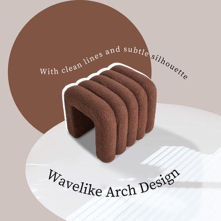 Ridge Arch Ottoman Stool Teddy Fleece Fabric Foot Rest 45cm BROWN.
