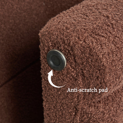 Ridge Arch Ottoman Stool Teddy Fleece Fabric Foot Rest 45cm BROWN.