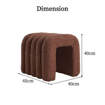 Ridge Arch Ottoman Stool Teddy Fleece Fabric Foot Rest 45cm BROWN.