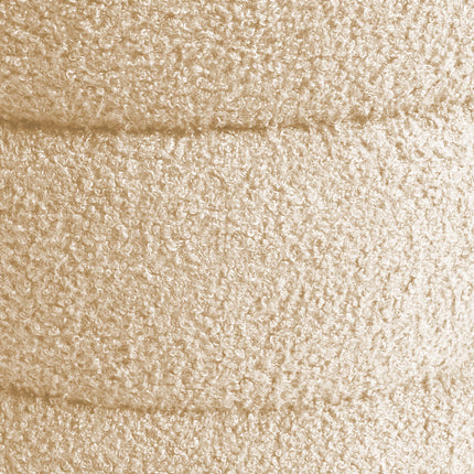 Round Stacked Ottoman Stool Teddy Fleece Fabric Foot Rest 38cm BEIGE.