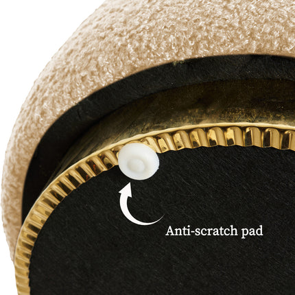 Round Stacked Ottoman Stool Teddy Fleece Fabric Foot Rest 38cm BEIGE.