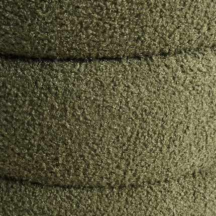 2X Round Stacked Ottoman Stool Teddy Fleece Fabric Foot Rest 38cm GREEN.