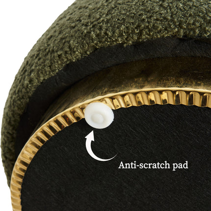 2X Round Stacked Ottoman Stool Teddy Fleece Fabric Foot Rest 38cm GREEN.