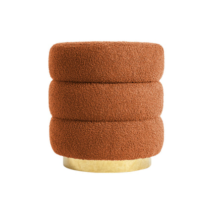 Round Stacked Ottoman Stool Teddy Fleece Fabric Foot Rest 38cm ORANGE.