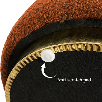 Round Stacked Ottoman Stool Teddy Fleece Fabric Foot Rest 38cm ORANGE.